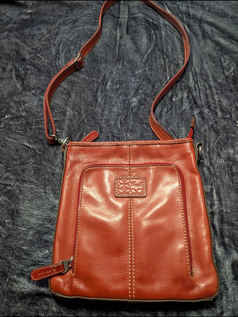 Fossil Rust Red Leather Crossbody Bag